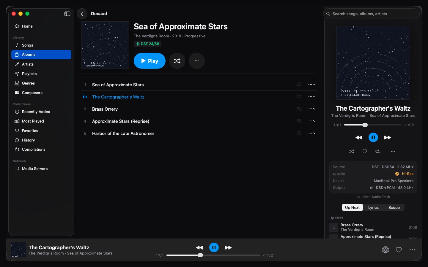 An album page with big play controls